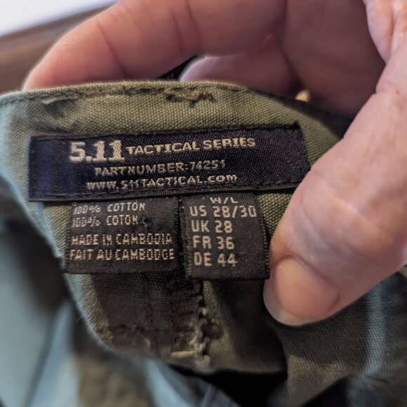 Olive 5.11 Tactical 100% Cotton Tactical Pants Mens/Womens 28/30 - Picture 5 of 6